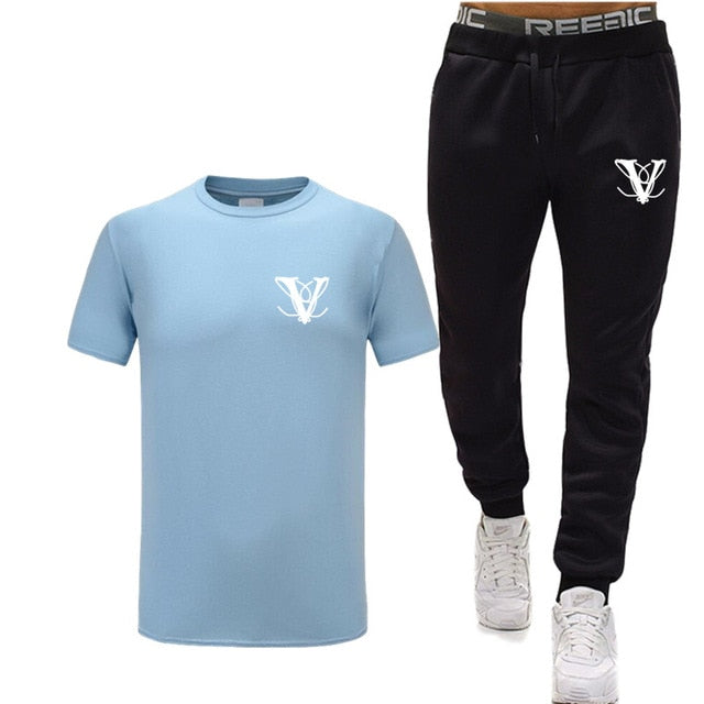 car set Men's Tracksuit T Shirt pants Sport Suit Gym Fitness Clothing Running Jogging Sport Wear Exercise Workout workout clothe